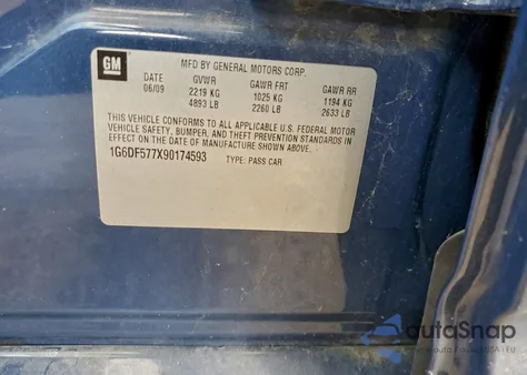 2009 Cadillac Cts из США, поврежденный, VIN 1G6DF577X90174593